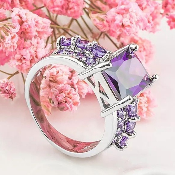 Women Purple & Silver Ring .925 Nwt - Picture 1 of 7